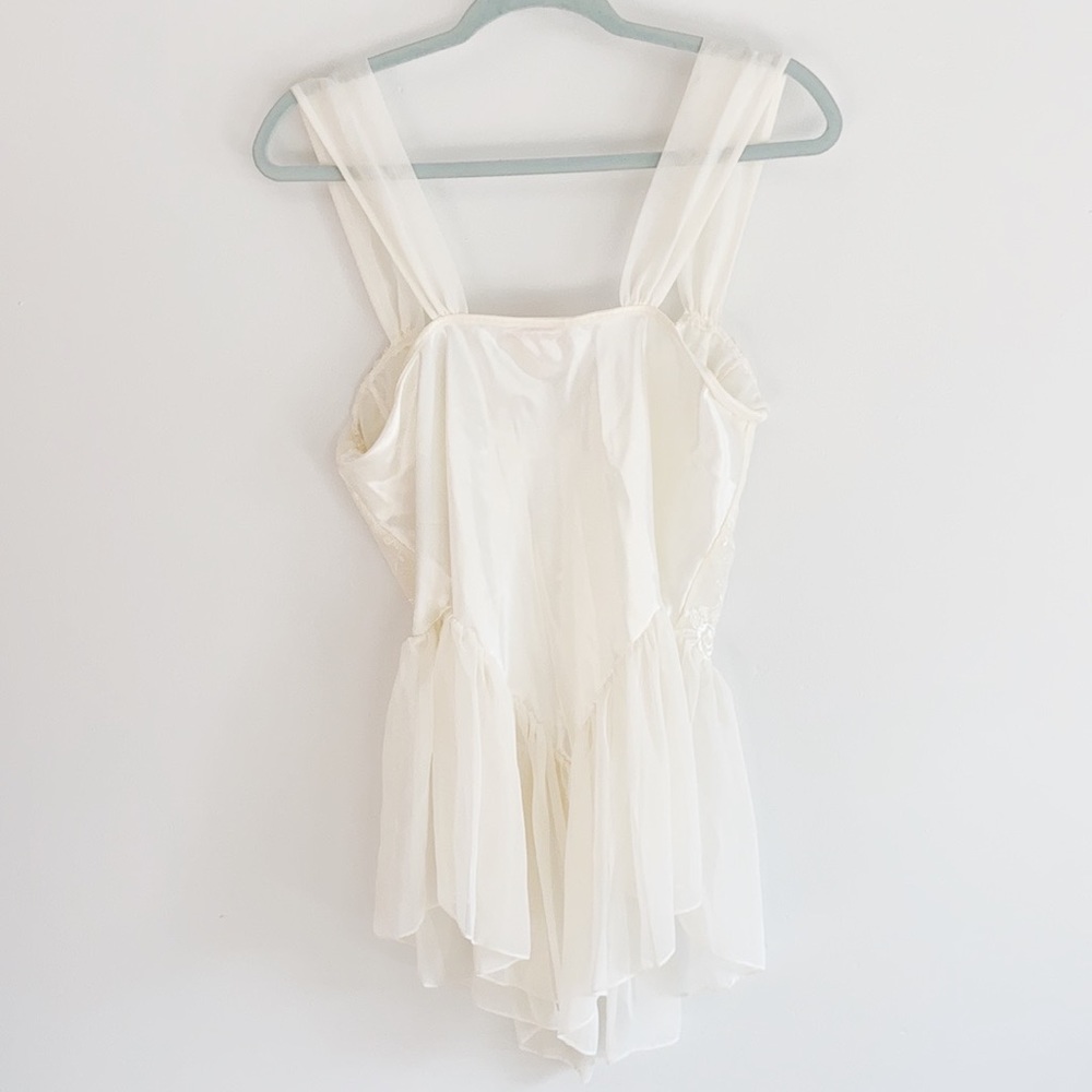 Vintage Babydoll White Lace Cami Top Lingerie SzM - Picture 4 of 5